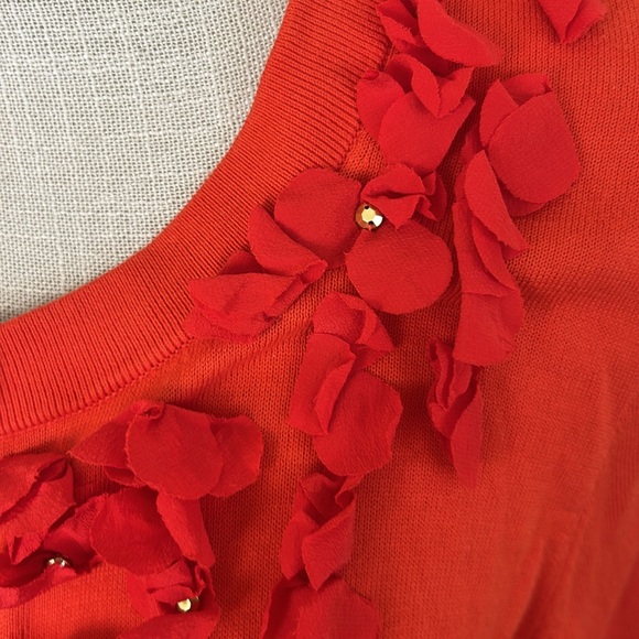 Kate Spade Red Ruffled Cardigan Sweater - Picture 2 of 6